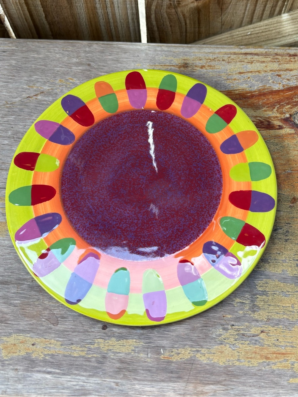 Berryware Hand Painted Ceramic Cheese Plate Trivet Hot Plate 7 7/8”D